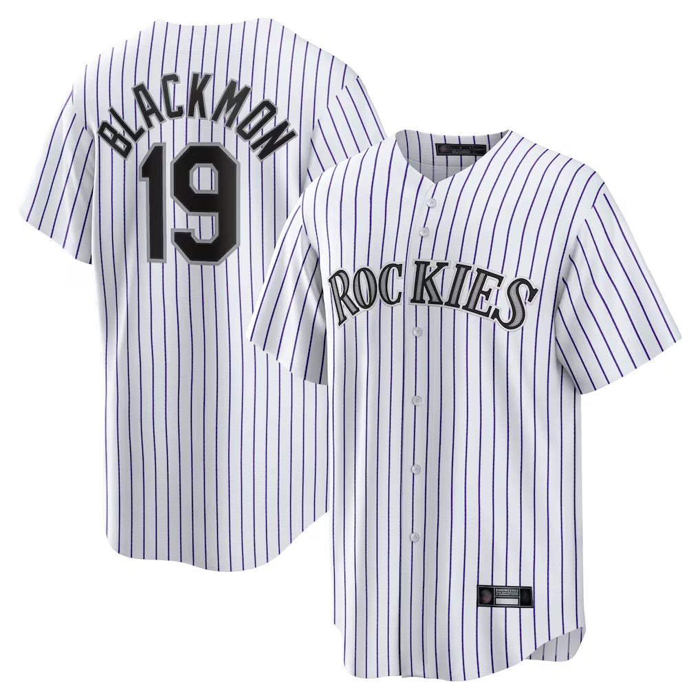Choea C.Rockies #19 Charlie Blackmon Player White Game Home Stitched Jerseys