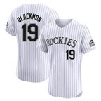 Choea C.Rockies #19 Charlie Blackmon Player White Limited Elite Home Stitched Jerseys