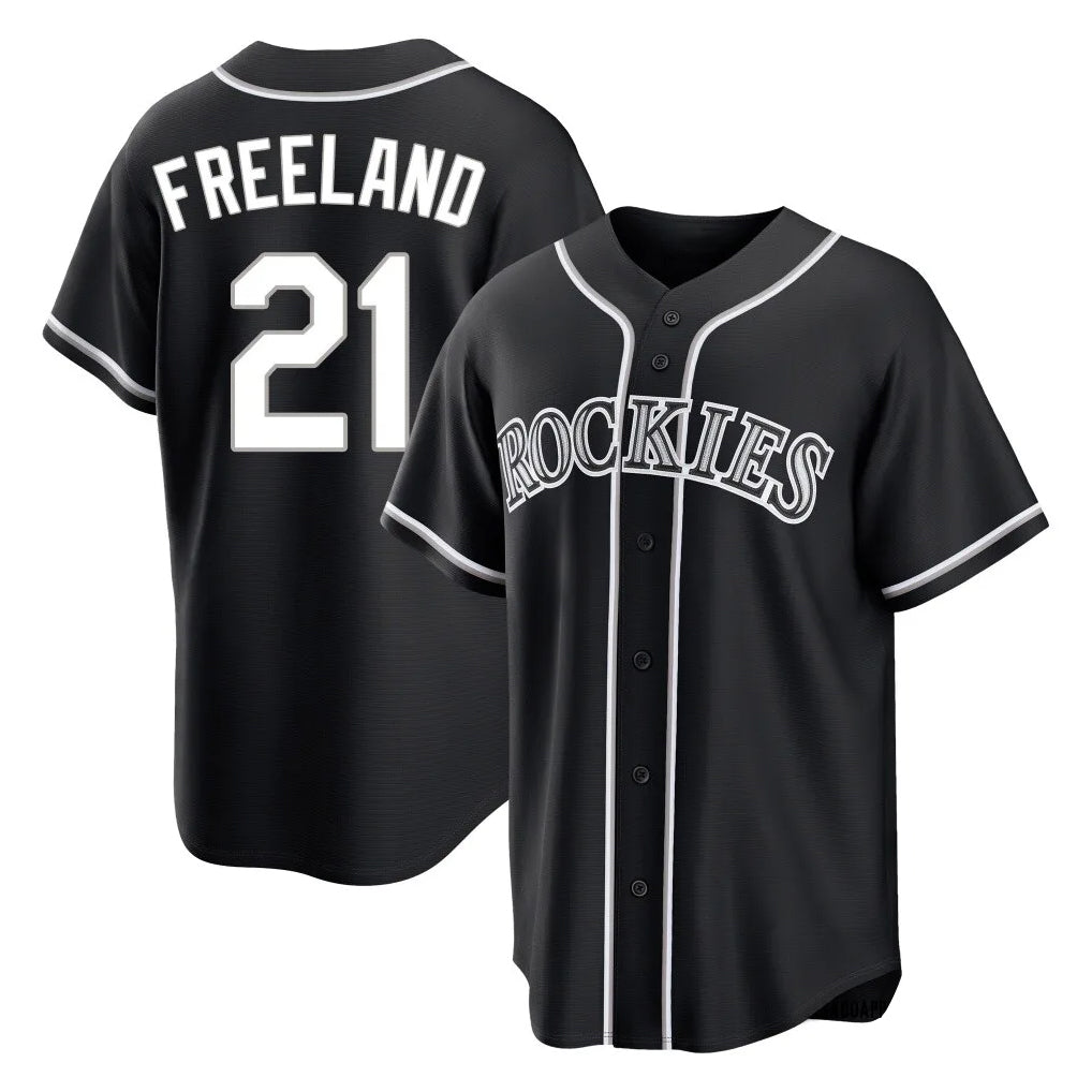 Choea C.Rockies #21 Kyle Freeland Player Black Fashion Out Home Game Stitched Jerseys