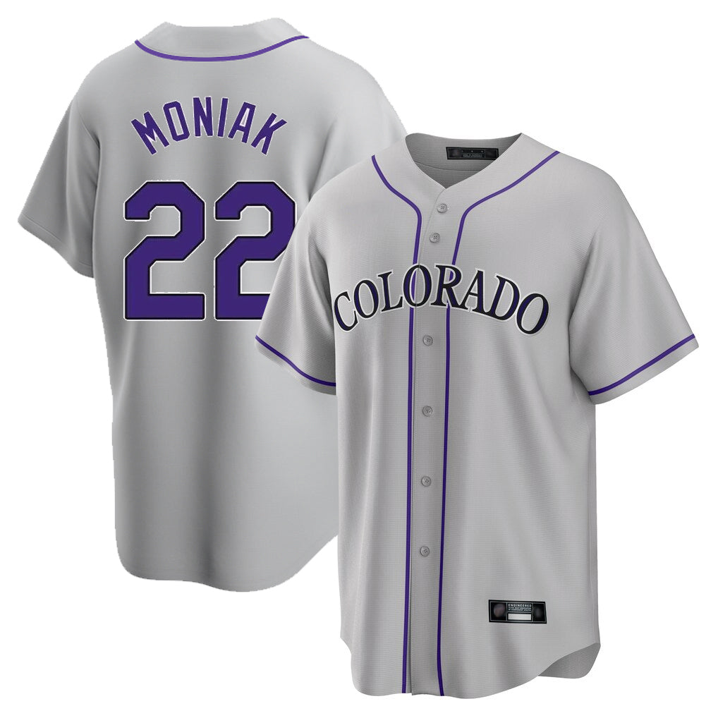 Choea C.Rockies #22 Mickey Moniak Player Gray Game Home Stitched Jerseys