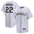 Choea C.Rockies #22 Mickey Moniak Player White Game Home Stitched Jerseys