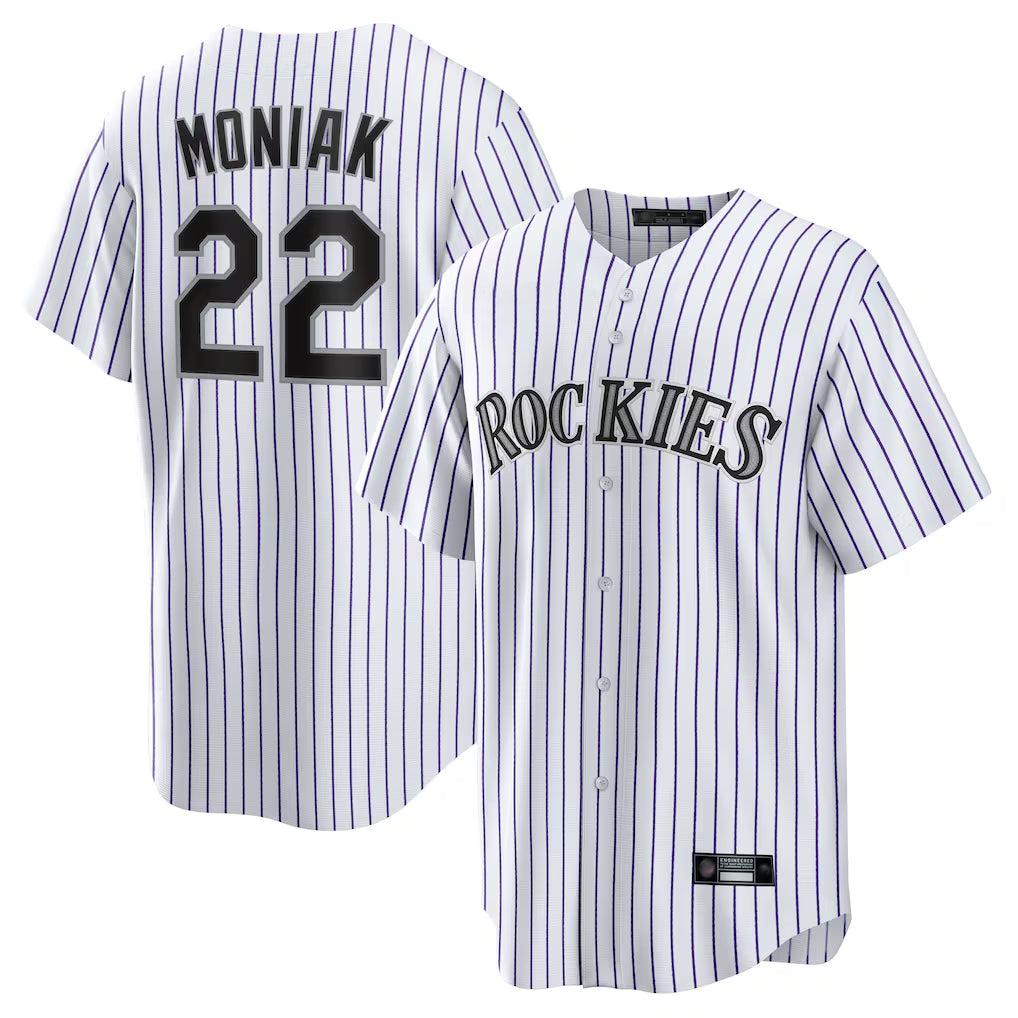 Choea C.Rockies #22 Mickey Moniak Player White Game Home Stitched Jerseys