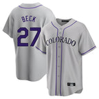Choea C.Rockies #27 Jordan Beck Player Gray Game Home Stitched Jerseys