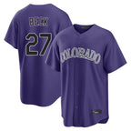 Choea C.Rockies #27 Jordan Beck Player Purple Game Home Stitched Jerseys