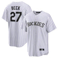 Choea C.Rockies #27 Jordan Beck Player White Game Home Stitched Jerseys