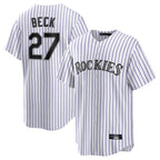 Choea C.Rockies #27 Jordan Beck Player White Game Home Stitched Jerseys
