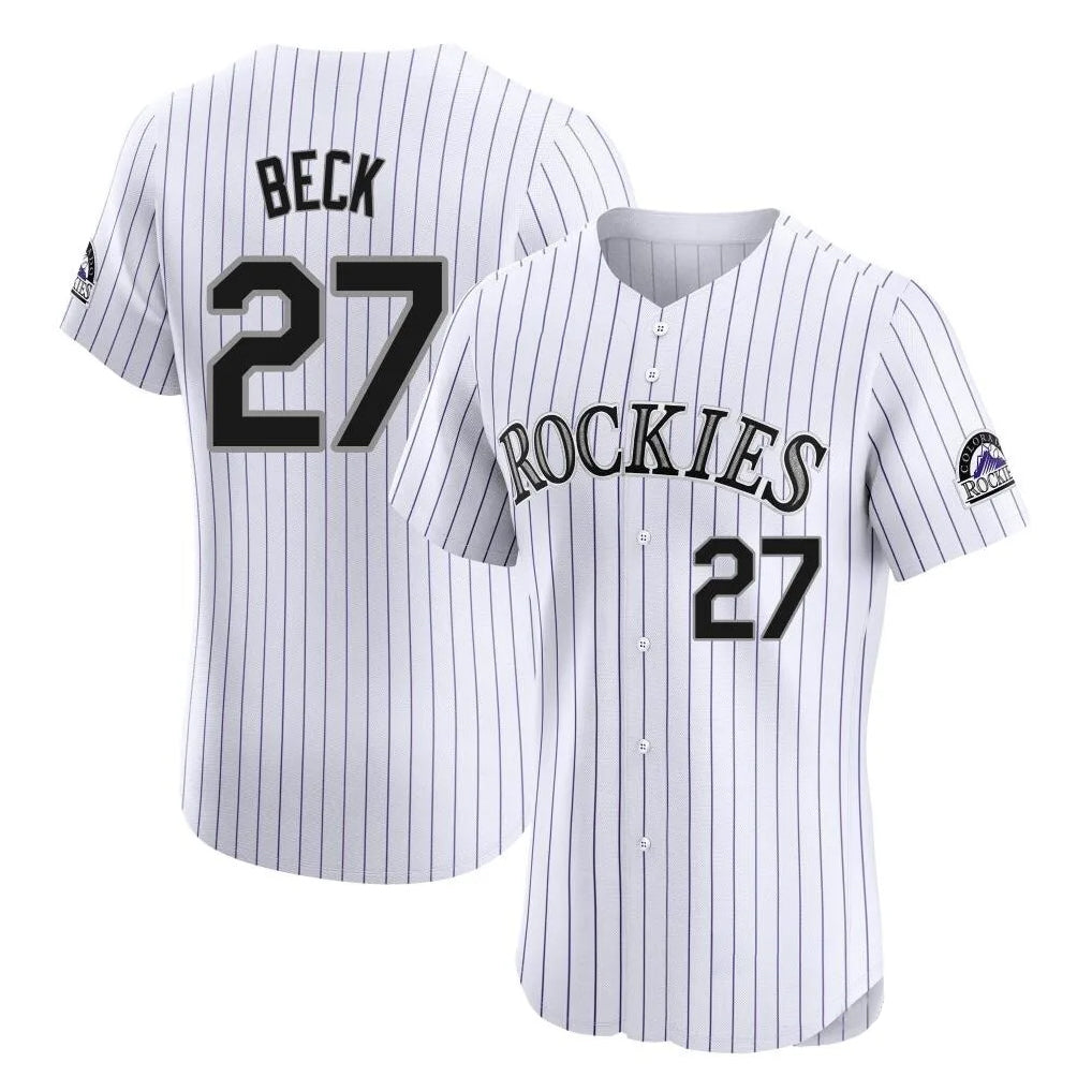 Choea C.Rockies #27 Jordan Beck Player White Limited Elite Home Stitched Jerseys