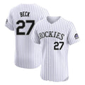 Choea C.Rockies #27 Jordan Beck Player White Limited Elite Home Stitched Jerseys