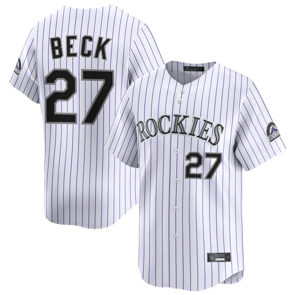 Choea C.Rockies #27 Jordan Beck Player White Limited Home Stitched Jersey