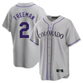 Choea C.Rockies #2 Tyler Freeman Player Gray Game Home Stitched Jerseys
