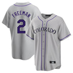 Choea C.Rockies #2 Tyler Freeman Player Gray Game Home Stitched Jerseys