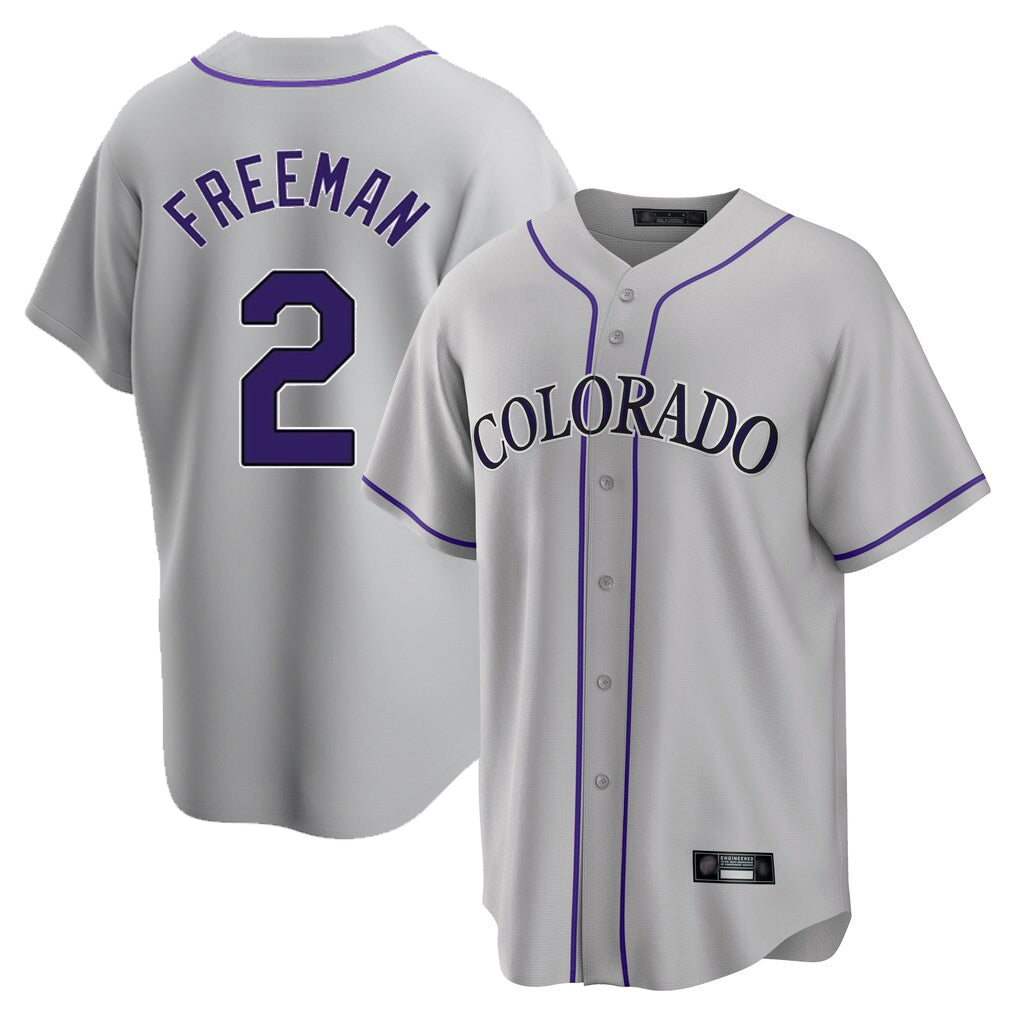 Choea C.Rockies #2 Tyler Freeman Player Gray Game Home Stitched Jerseys