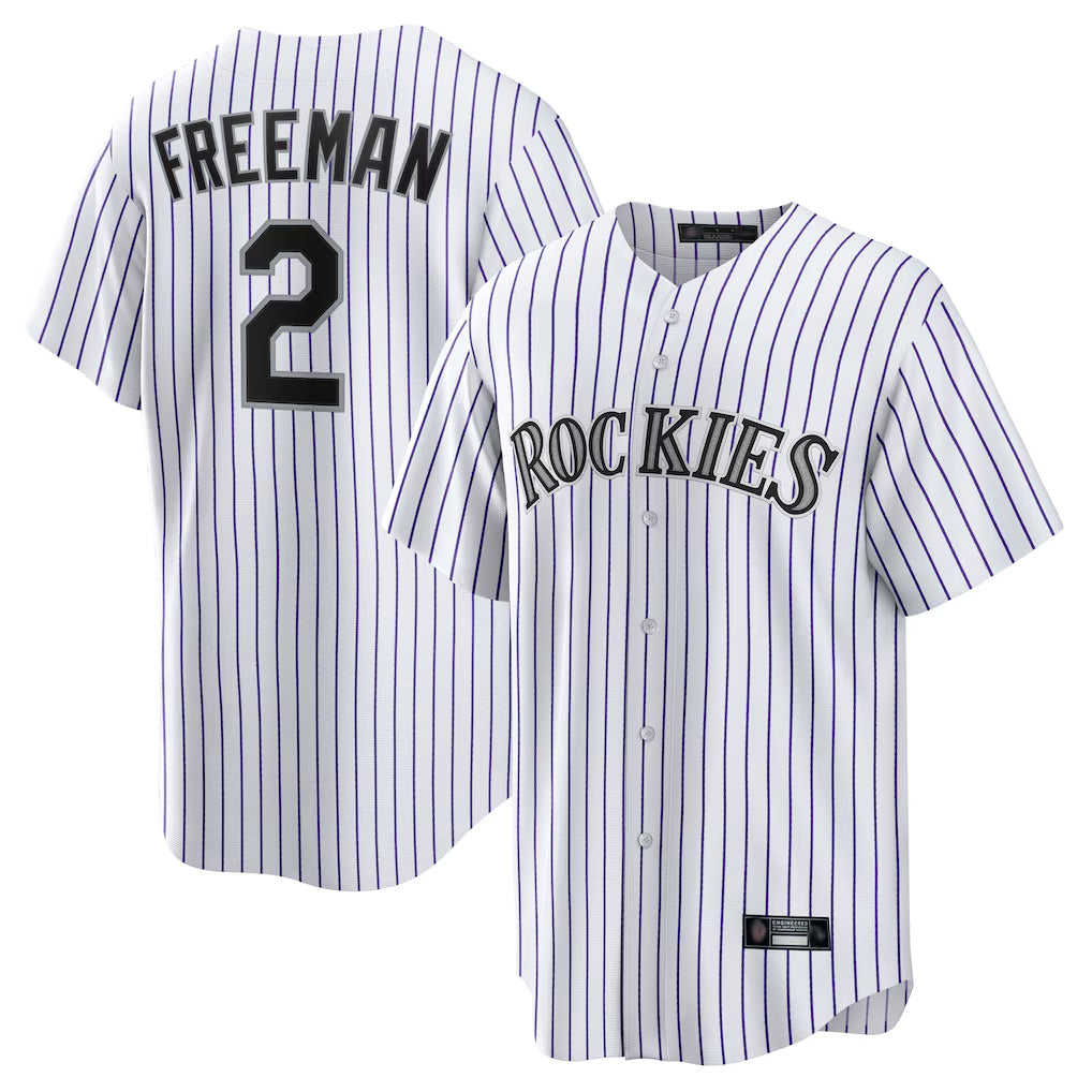 Choea C.Rockies #2 Tyler Freeman Player White Game Home Stitched Jerseys