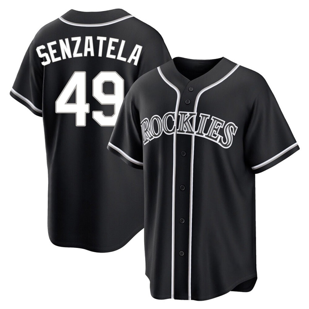 Choea C.Rockies #49 Antonio Senzatela Player Black Fashion Out Home Game Stitched Jerseys