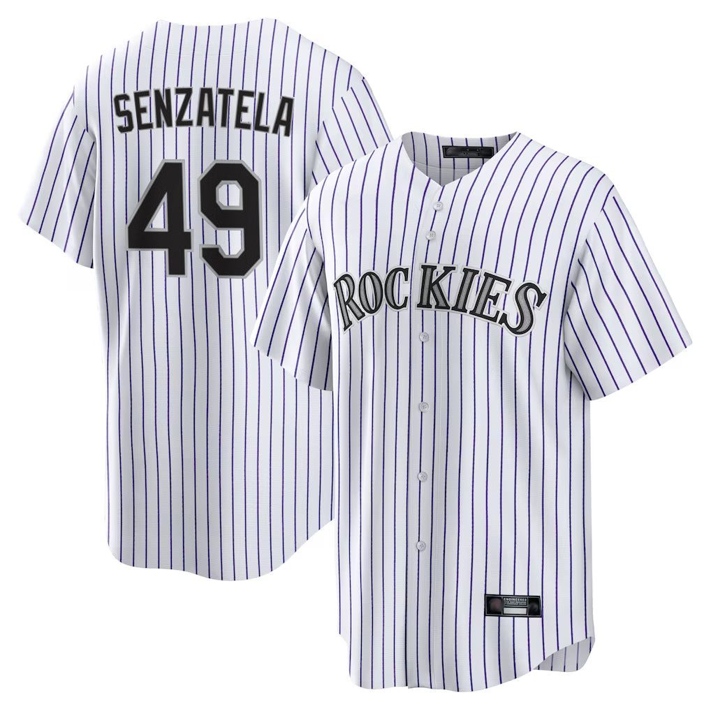 Choea C.Rockies #49 Antonio Senzatela Player White Game Home Stitched Jerseys