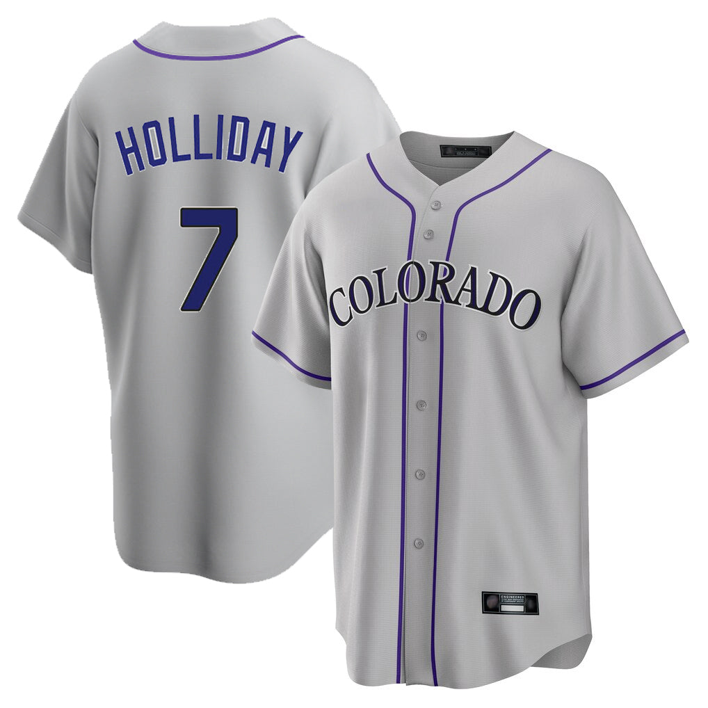 Choea C.Rockies #7 Matt Holliday Player Gray Game Home Stitched Jerseys