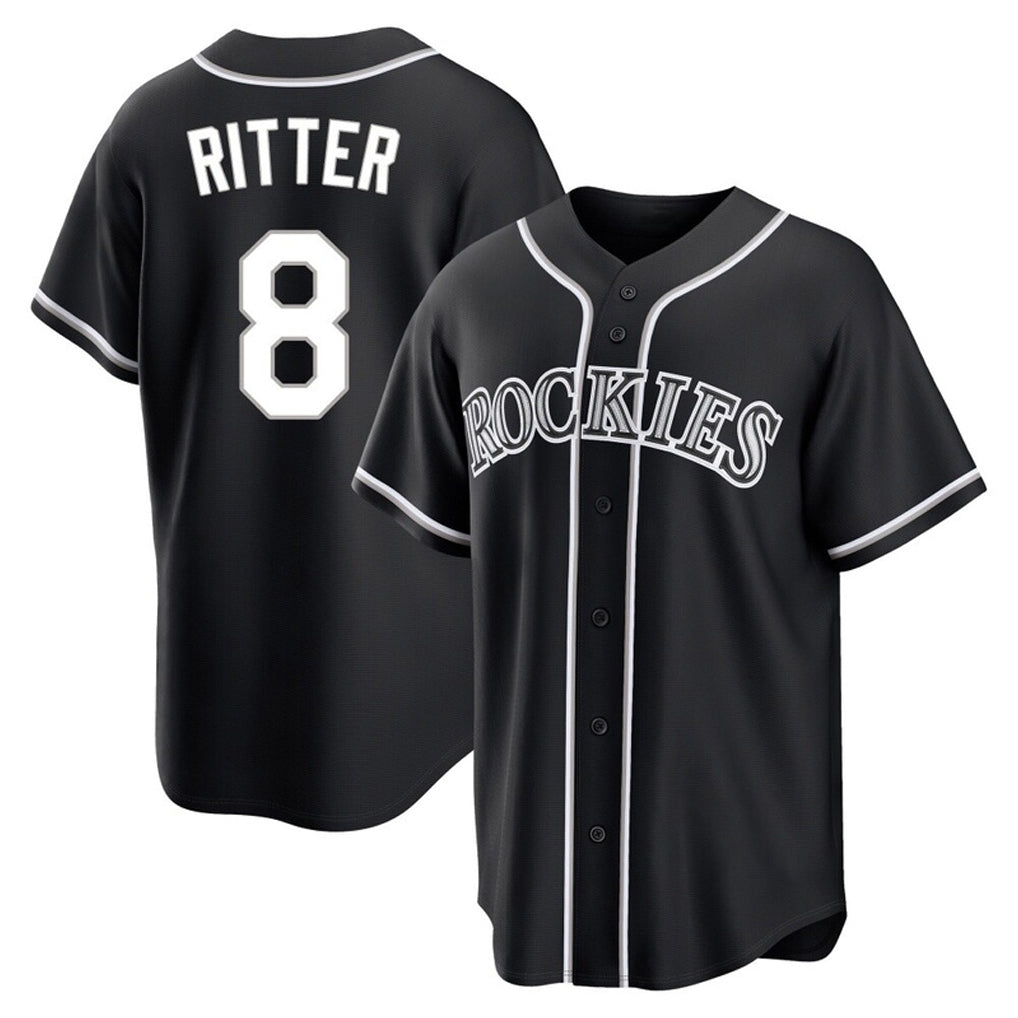 Choea C.Rockies #8 Ryan Ritter Player Black Fashion Out Home Game Stitched Jerseys