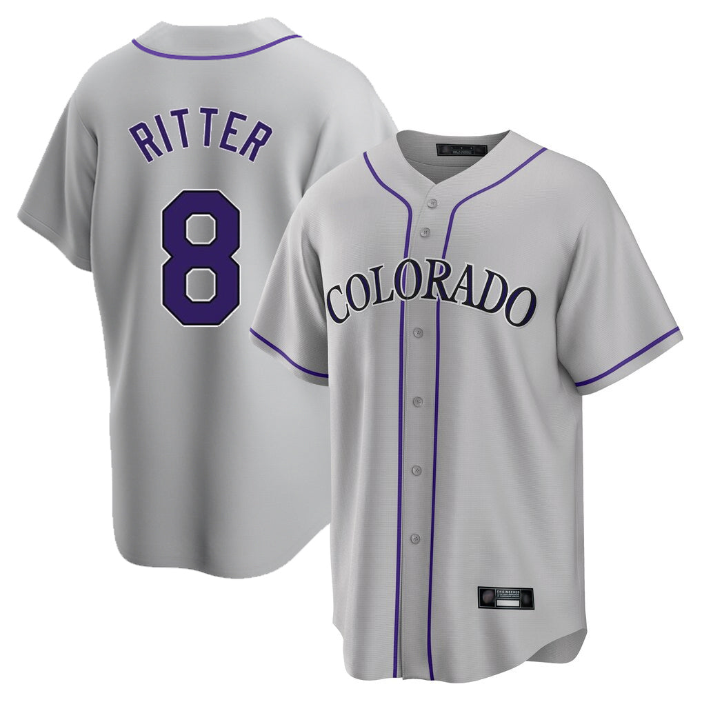 Choea C.Rockies #8 Ryan Ritter Player Gray Game Home Stitched Jerseys