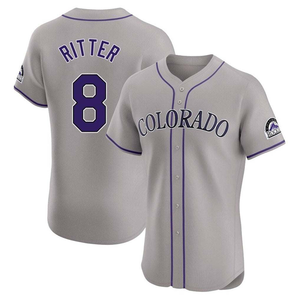Choea C.Rockies #8 Ryan Ritter Player Gray Limited Elite Home Stitched Jerseys