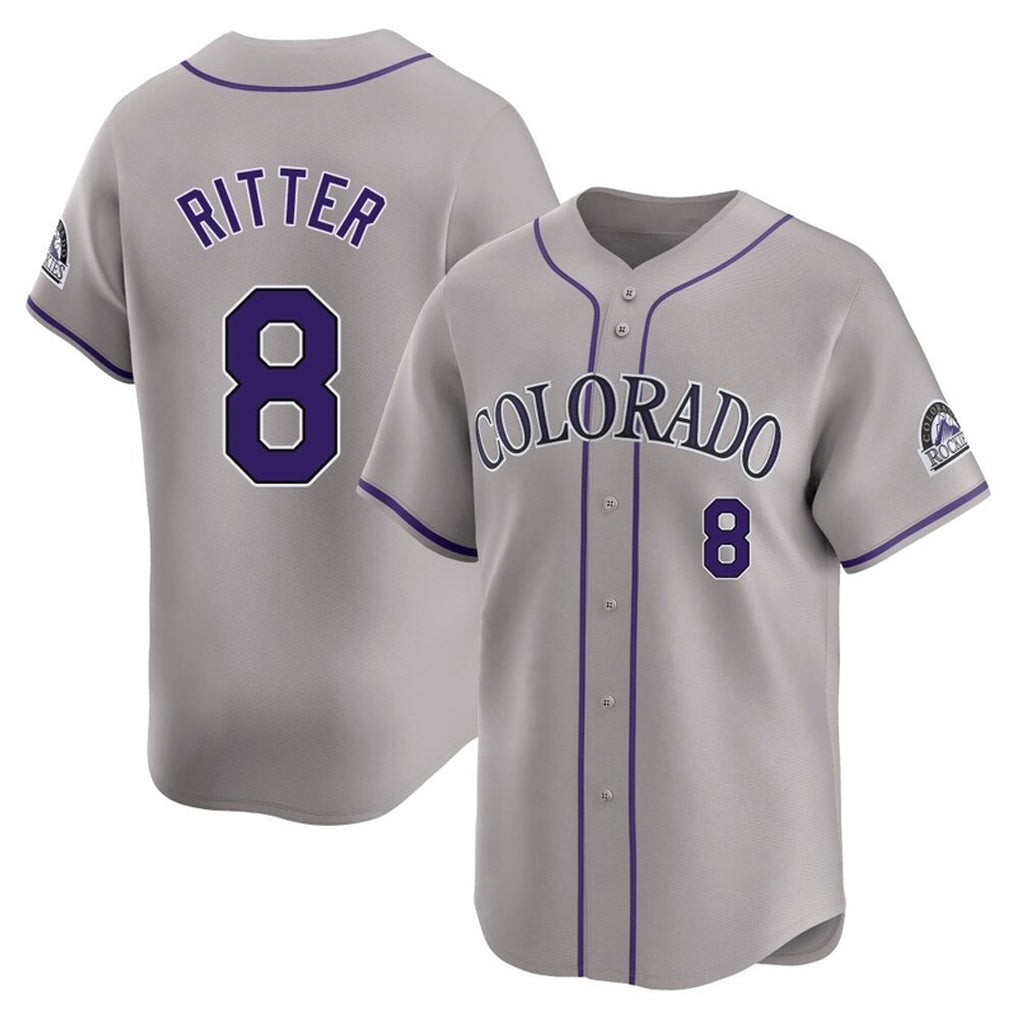 Choea C.Rockies #8 Ryan Ritter Player Gray Limited Home Stitched Jerseys