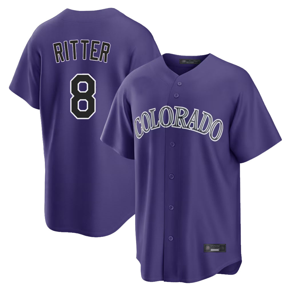 Choea C.Rockies #8 Ryan Ritter Player Purple Game Home Stitched Jerseys