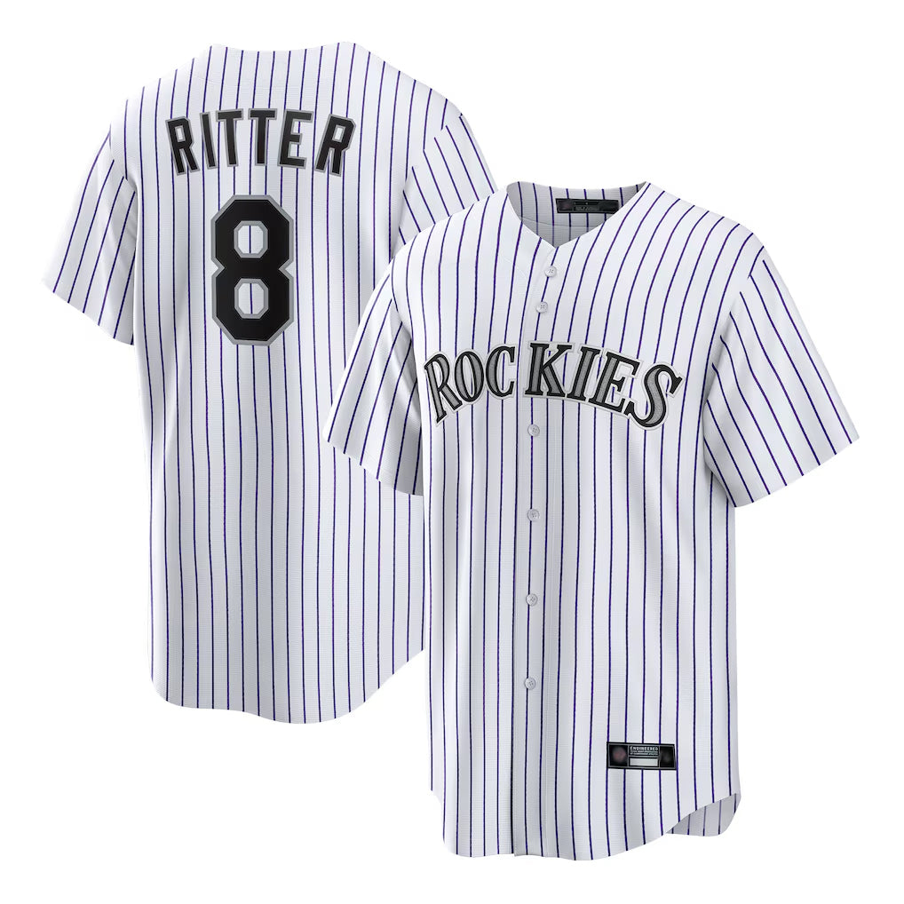 Choea C.Rockies #8 Ryan Ritter Player White Game Home Stitched Jerseys