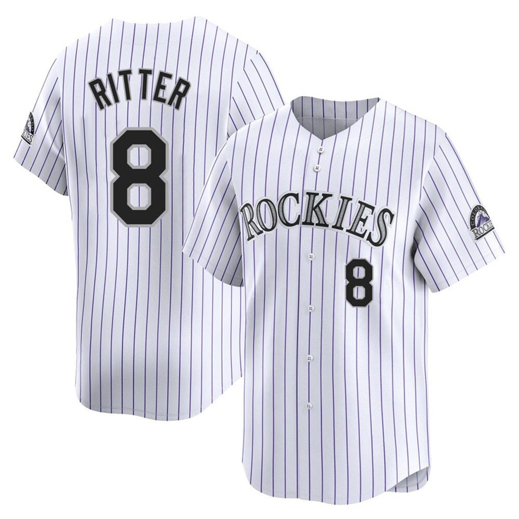 Choea C.Rockies #8 Ryan Ritter Player White Limited Home Stitched Jerseys