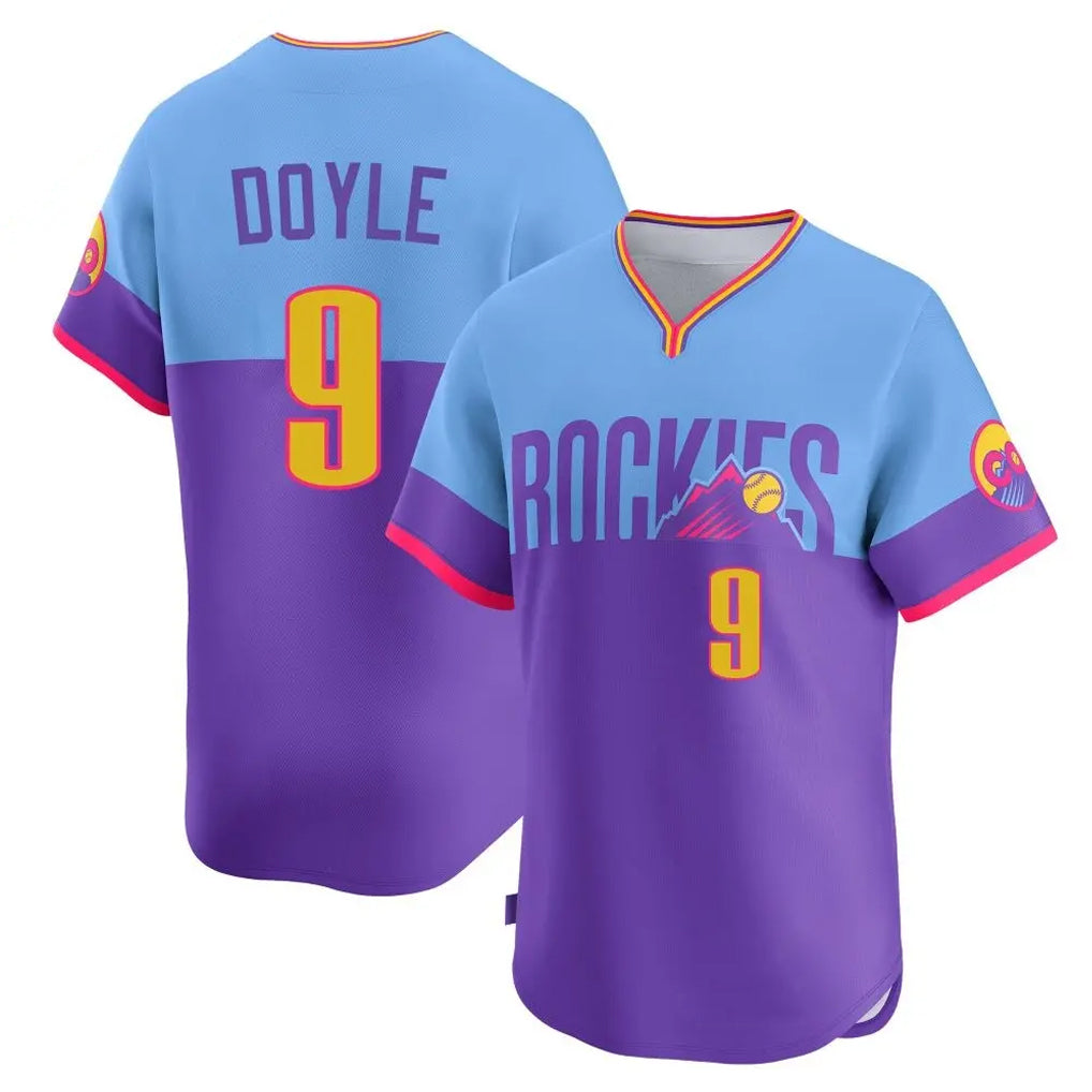 Choea C.Rockies #9 Brenton Doyle Player Purple-Light Blue City Connect Limited Home T-shirt Stitched Jerseys