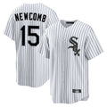 Choea C.White Sox #15 Sean Newcomb Player White Stripe Home Game Stitched Jerseys