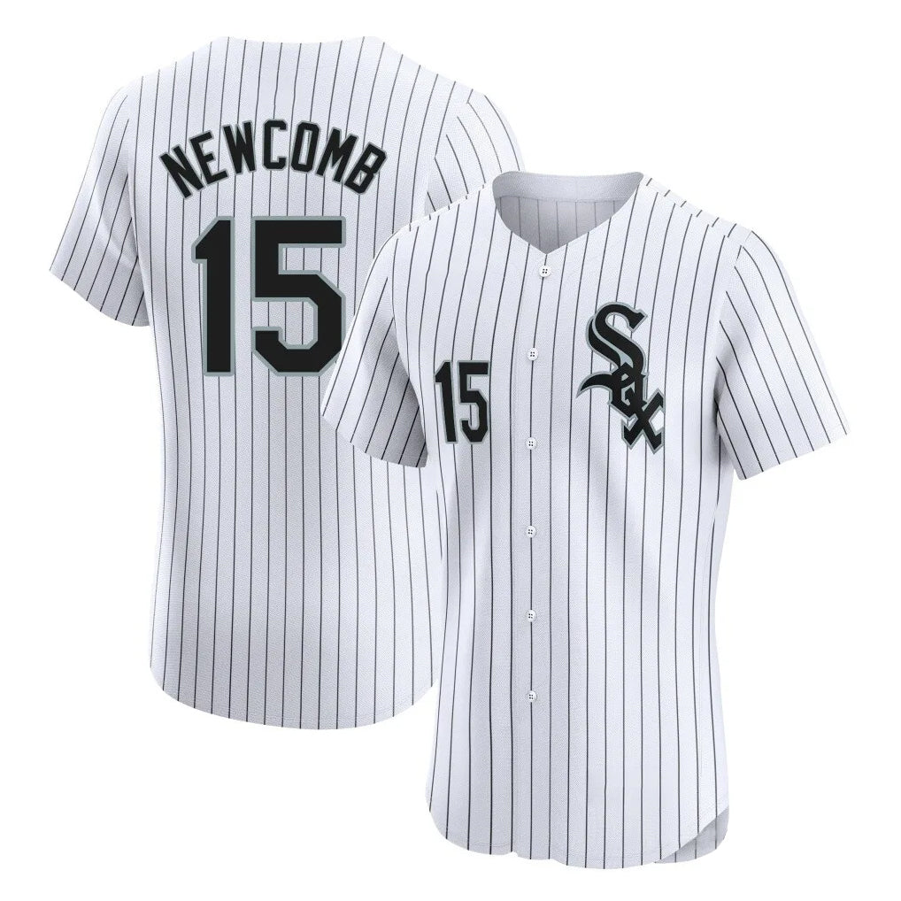 Choea C.White Sox #15 Sean Newcomb Player White Stripe Limited Elite Home Stitched Jerseys