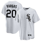 Choea C.White Sox #20 Miguel Vargas Player White Stripe Home Game Stitched Jerseys