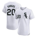 Choea C.White Sox #20 Miguel Vargas Player White Stripe Limited Elite Home Stitched Jerseys
