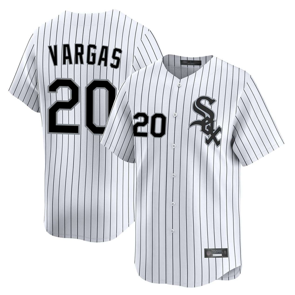 Choea C.White Sox #20 Miguel Vargas Player White Stripe Limited Home Stitched Jerseys