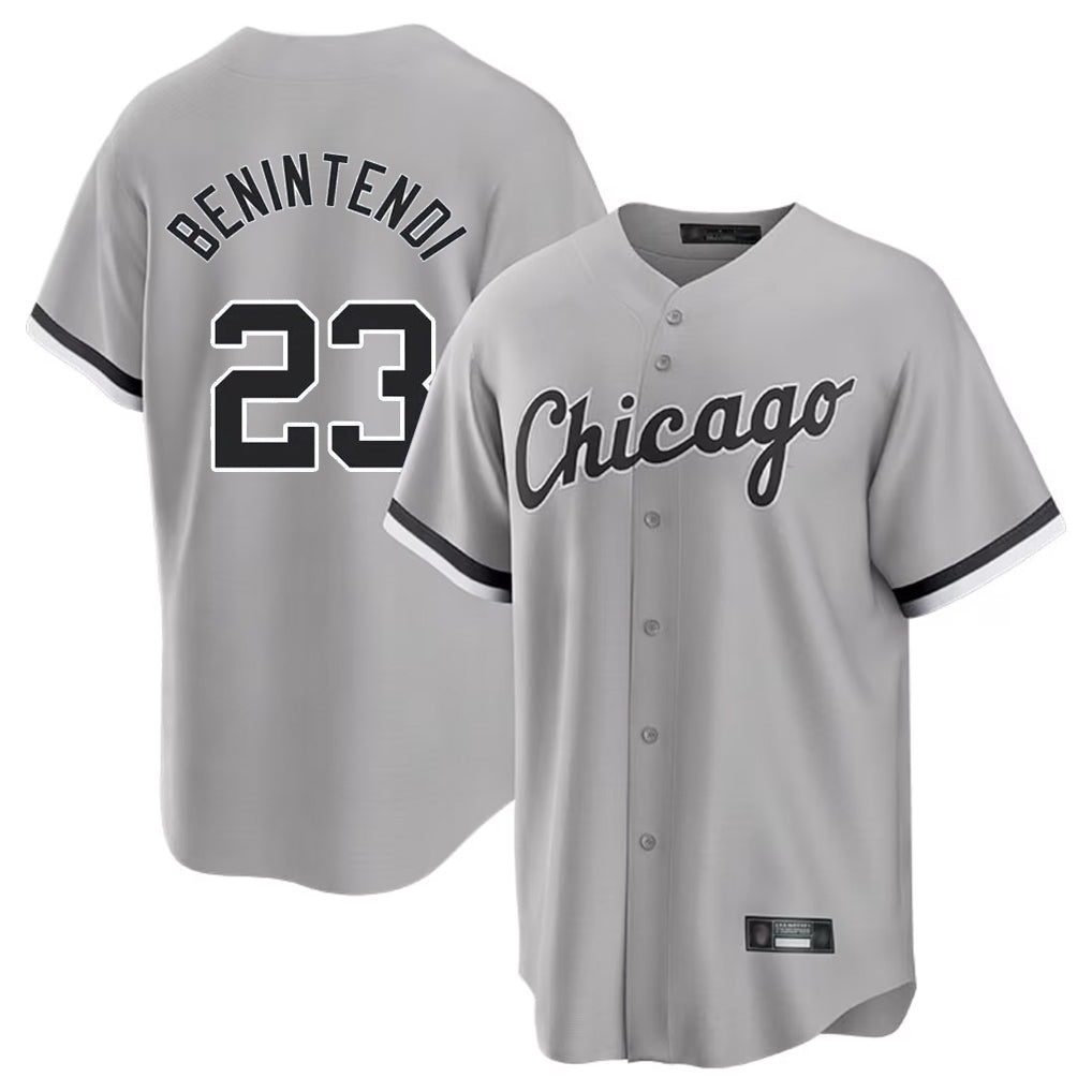 Choea C.White Sox #23 Andrew Benintendi Player Gray Home Game Stitched Jerseys