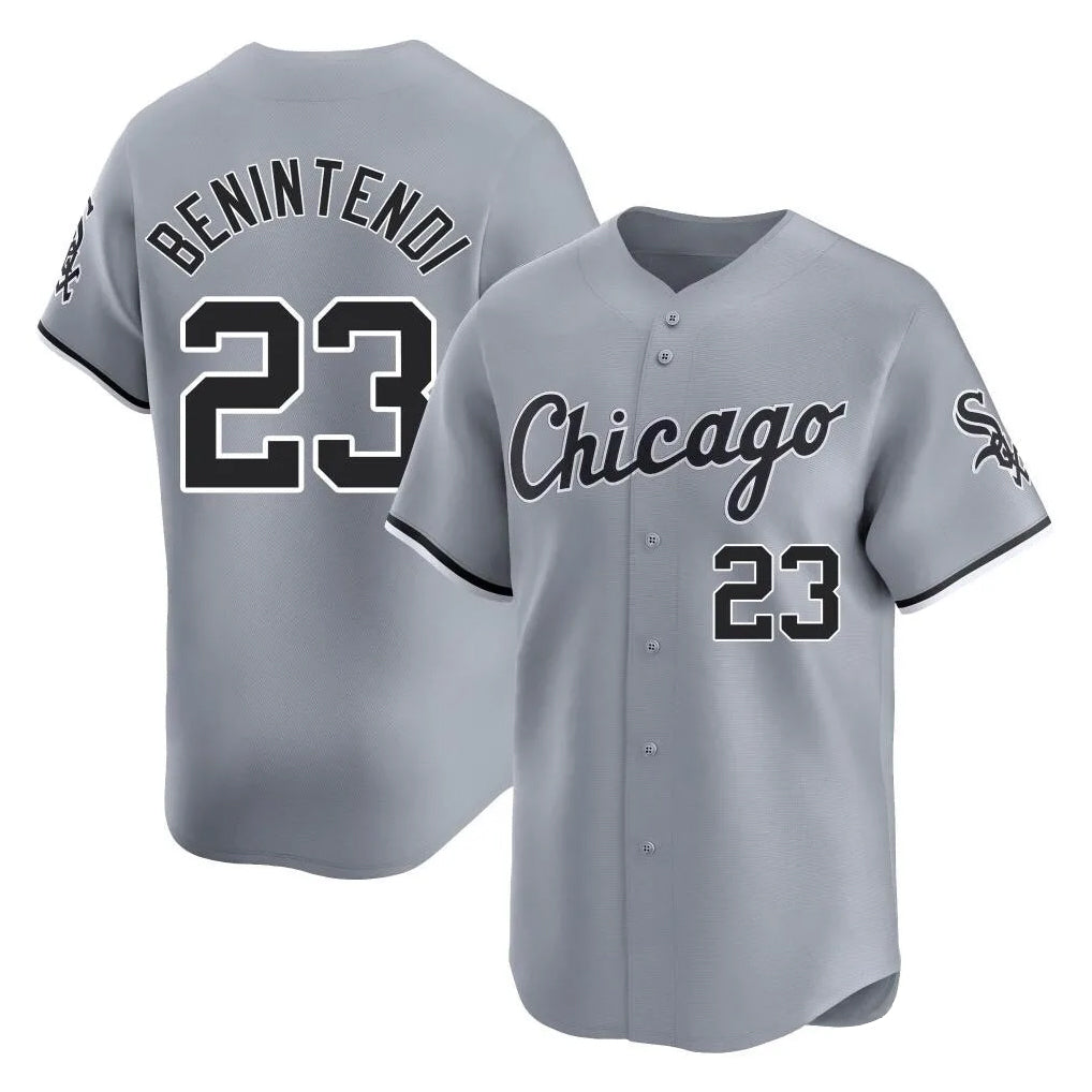 Choea C.White Sox #23 Andrew Benintendi Player Gray Road Limited Home Stitched Jerseys