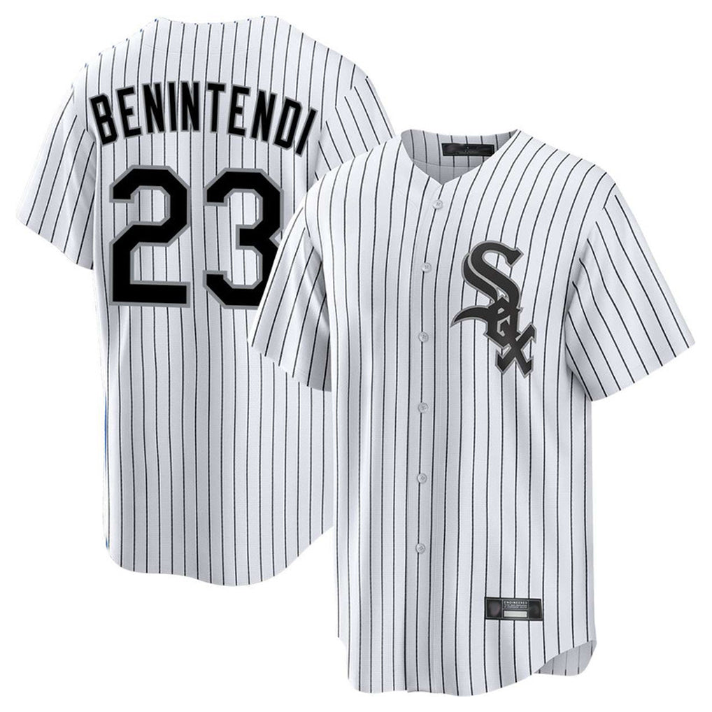 Choea C.White Sox #23 Andrew Benintendi Player White Stripe Home Game Stitched Jerseys
