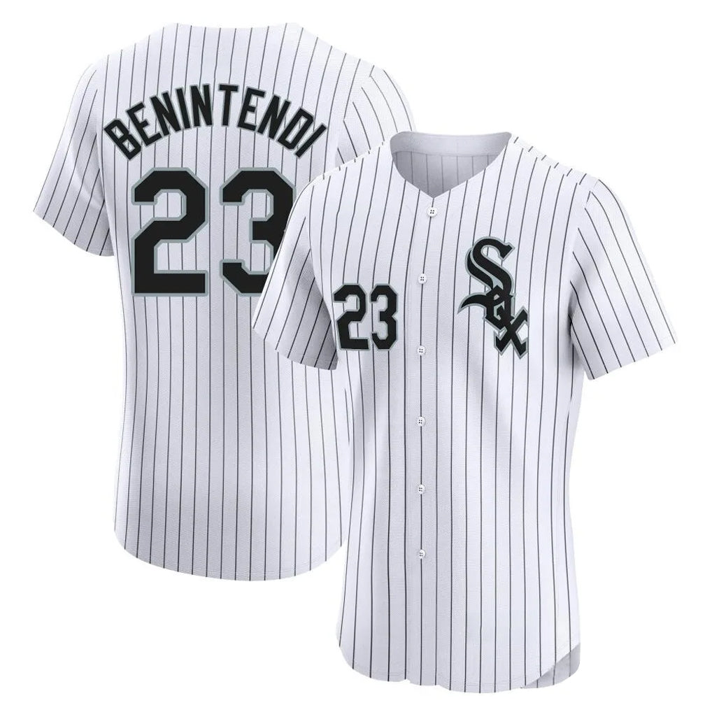 Choea C.White Sox #23 Andrew Benintendi Player White Stripe Limited Elite Home Stitched Jerseys