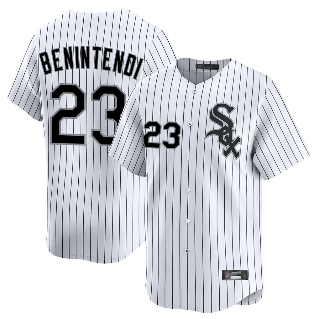 Choea C.White Sox #23 Andrew Benintendi Player White Stripe Limited Home Stitched Jerseys