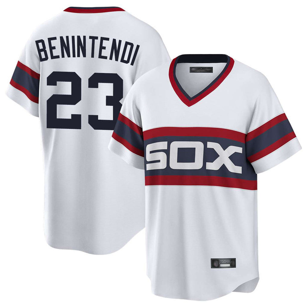 Choea C.White Sox #23 Andrew Benintendi Player White T-shirt Home Game Stitched Jerseys