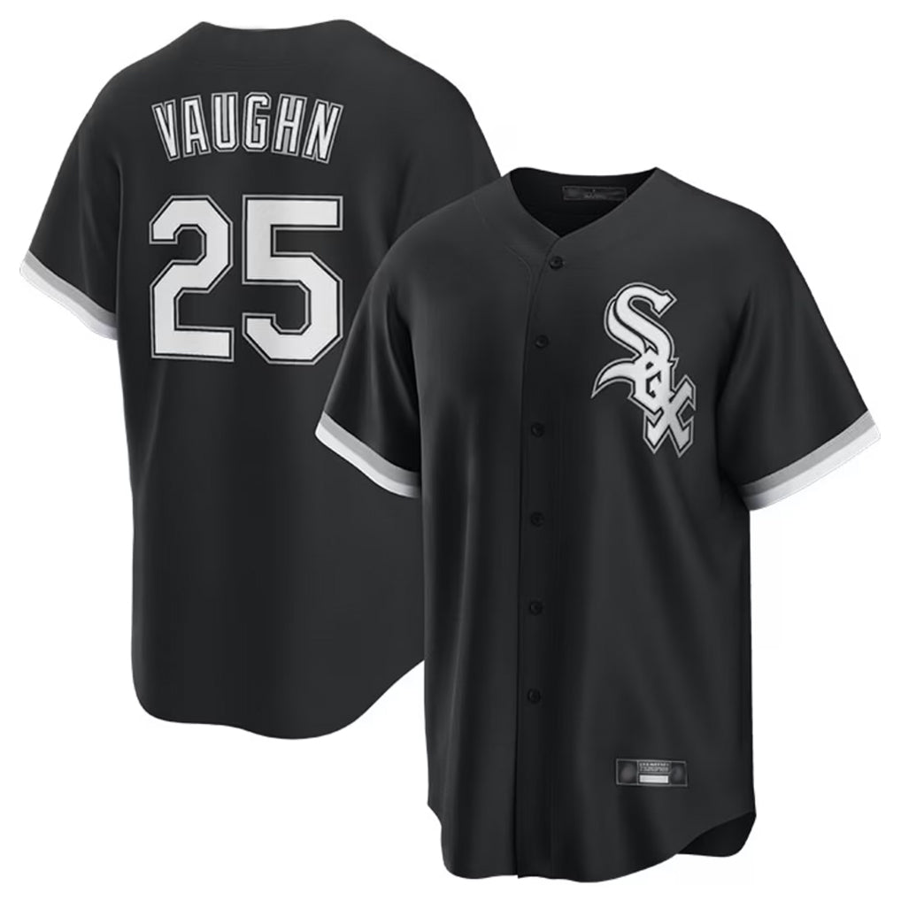 Choea C.White Sox #25 Andrew Vaughn Player Black Home Game Stitched Jerseys