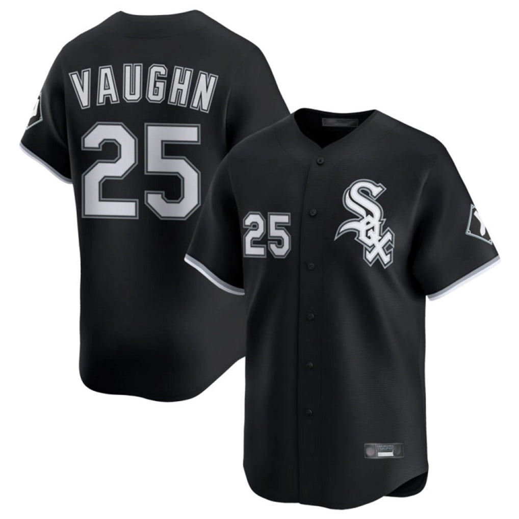 Choea C.White Sox #25 Andrew Vaughn Player Black Limited Home Stitched Jerseys