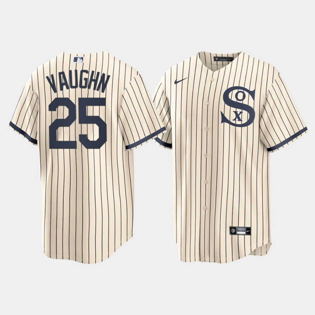 Choea C.White Sox #25 Andrew Vaughn Player Cream Field of Dreams Home Game Stitched Jerseys