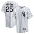 Choea C.White Sox #25 Andrew Vaughn Player White Stripe Home Game Stitched Jerseys