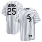Choea C.White Sox #25 Andrew Vaughn Player White Stripe Home Game Stitched Jerseys