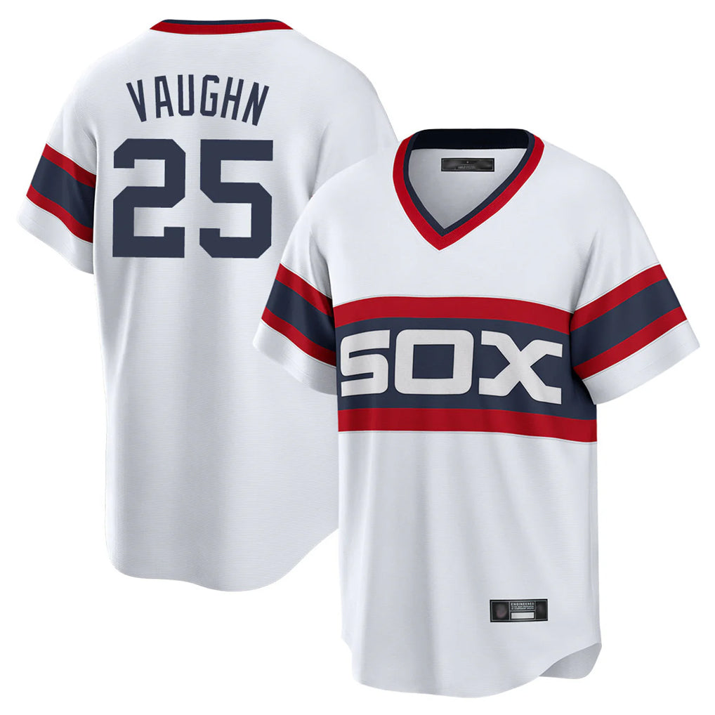 Choea C.White Sox #25 Andrew Vaughn Player White Stripe Limited Home Stitched Jerseys