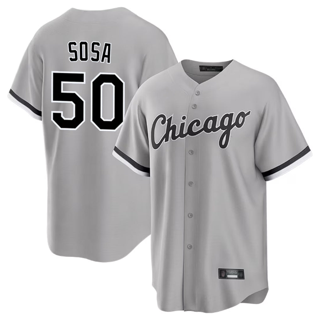 Choea C.White Sox #50 Lenyn Sosa Player Gray Home Game Stitched Jerseys