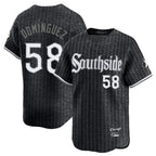 Choea C.White Sox #58 Seranthony Dom¡§anguez Player Black City Connect Limited Home Stitched Jerseys