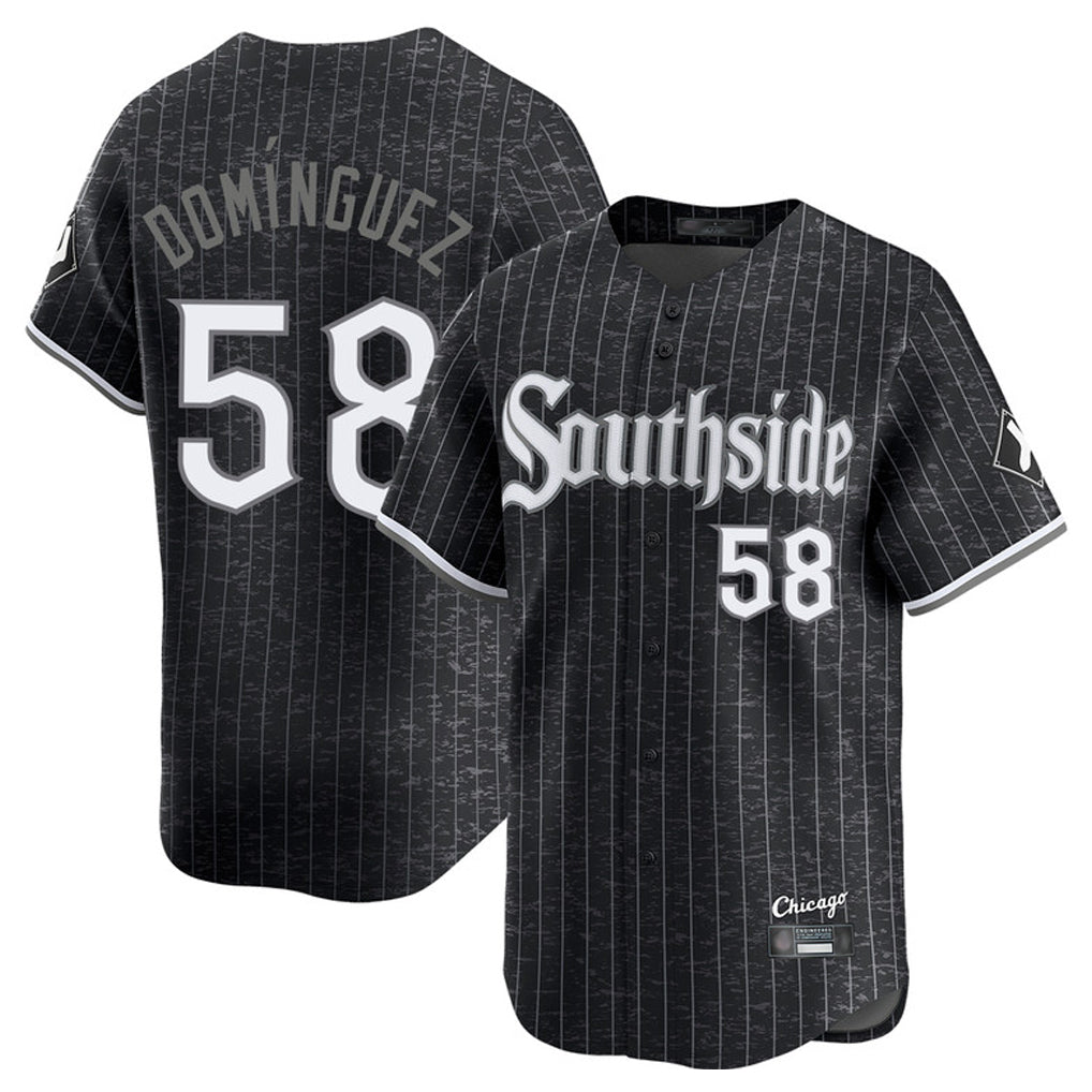 Choea C.White Sox #58 Seranthony Dom¡§anguez Player Black City Connect Limited Home Stitched Jerseys