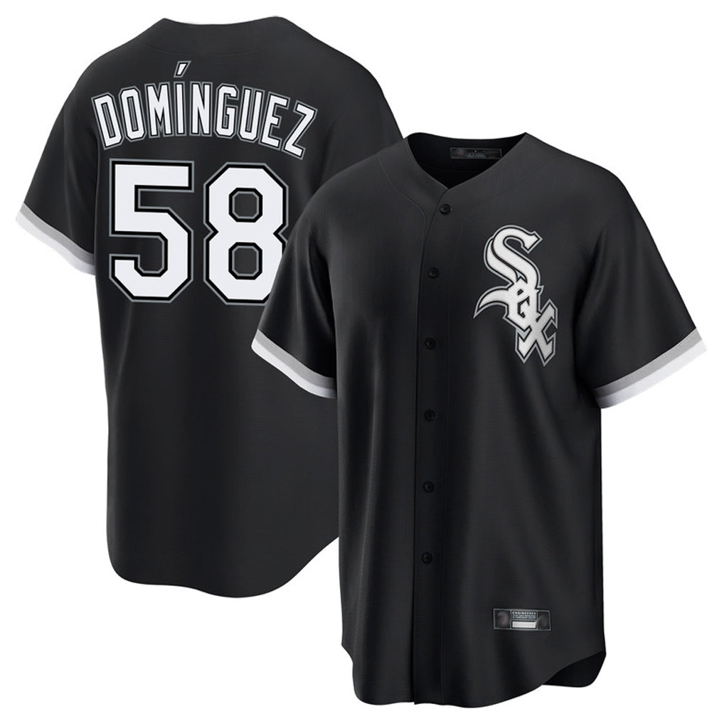 Choea C.White Sox #58 Seranthony Dom¡§anguez Player Black Home Game Stitched Jerseys