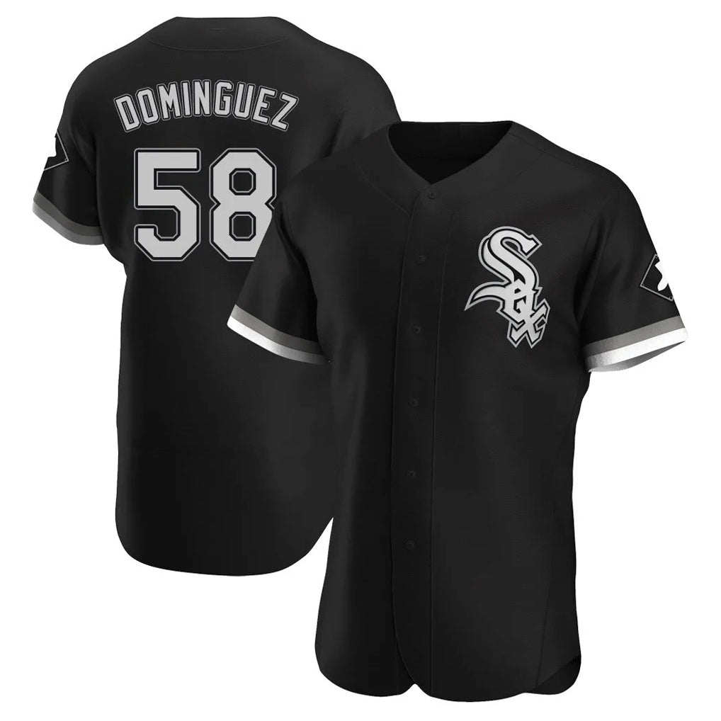 Choea C.White Sox #58 Seranthony Dom¡§anguez Player Black Limited Elite Home Stitched Jerseys
